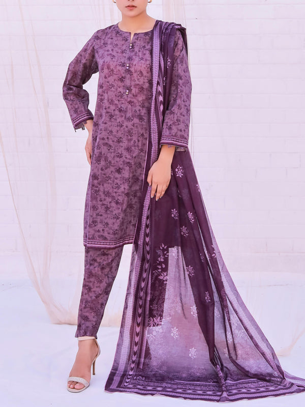 Stitched 3 Piece Printed Cambric Suit Annafeu Apparels