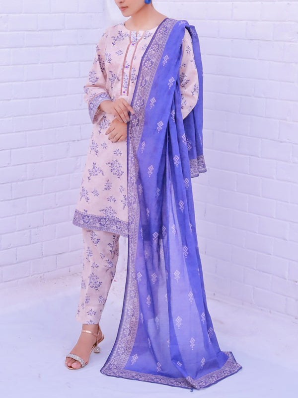 Stitched 3 Piece Printed Cambric Suit Annafeu Apparels