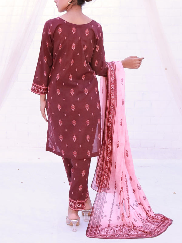 Stitched 3 Piece Printed Cambric Suit Annafeu Apparels