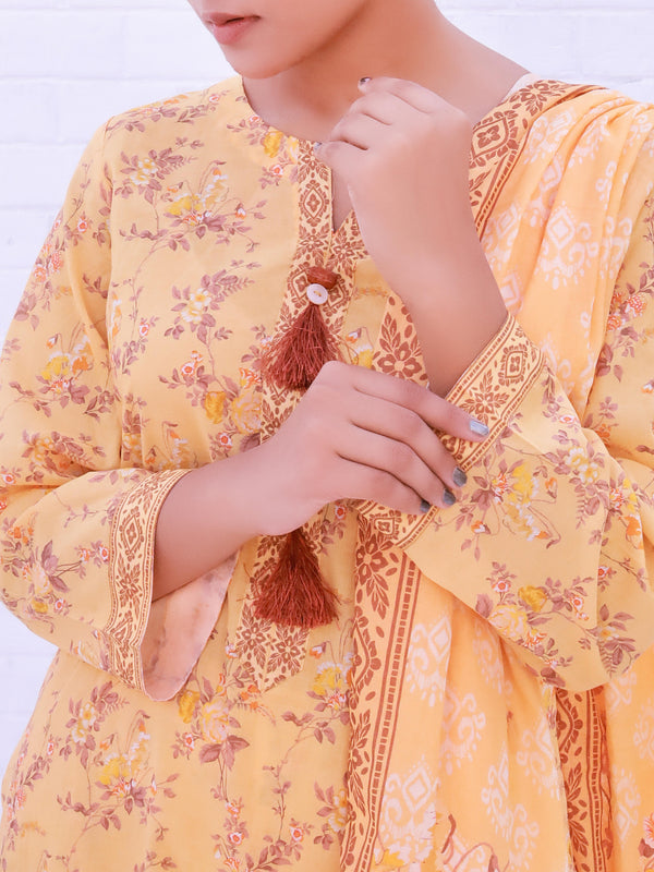 Stitched 3 Piece Printed Cambric Suit Annafeu Apparels