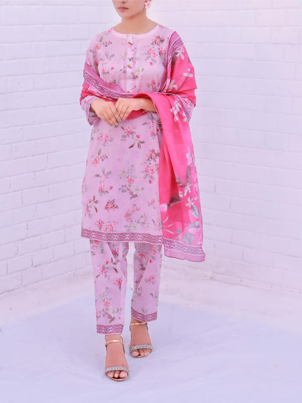 Stitched 3 Piece Printed Cambric Suit Annafeu Apparels
