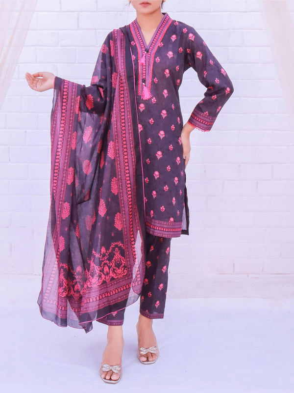 Stitched 3 Piece Printed Cambric Suit Annafeu Apparels