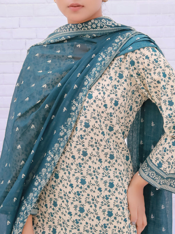 Stitched 3 Piece Printed Cambric Suit Annafeu Apparels