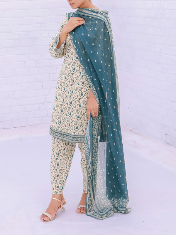 Stitched 3 Piece Printed Cambric Suit Annafeu Apparels