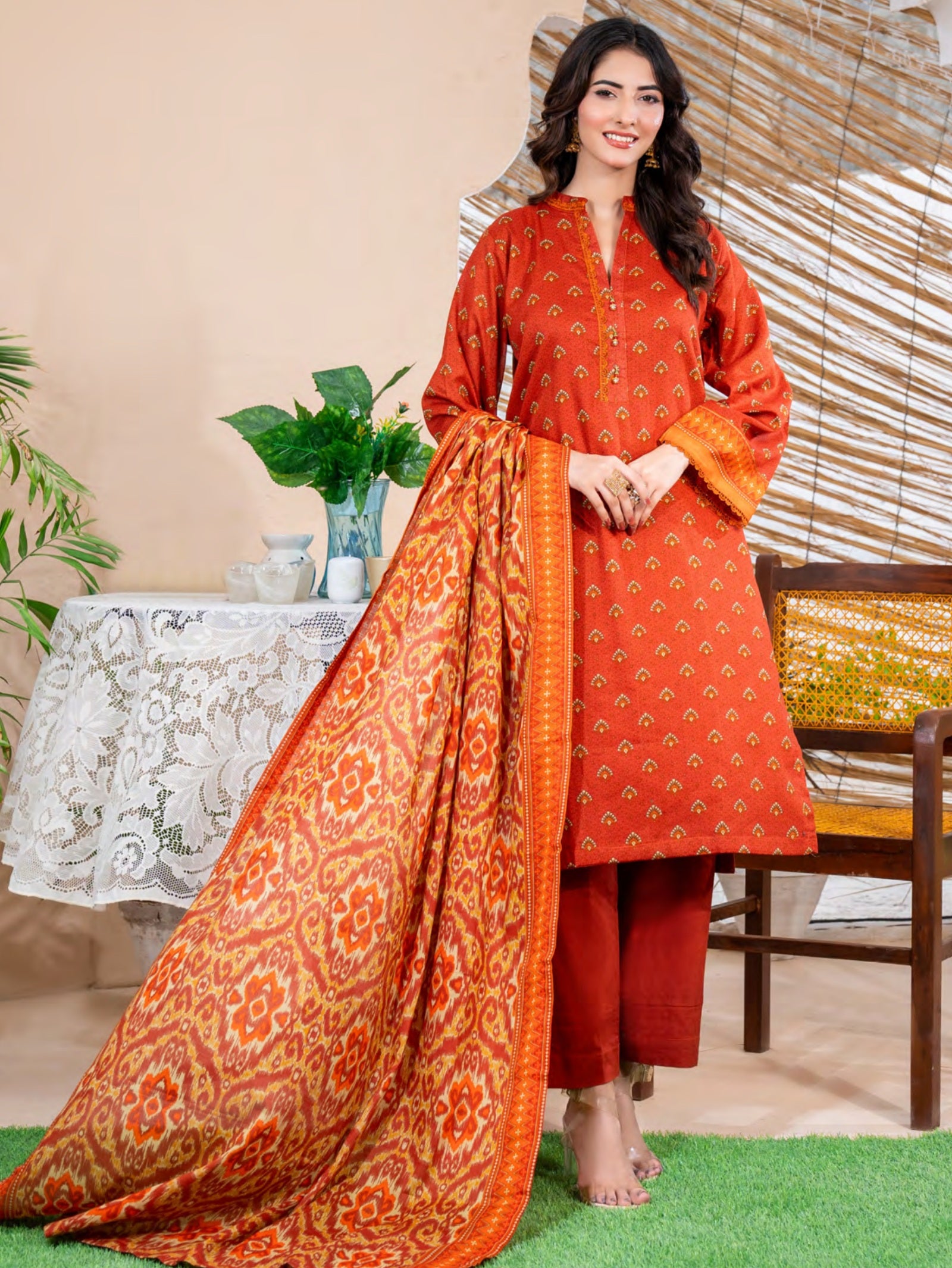 3 Piece Original Printed Cambric Suit (PCS-316)