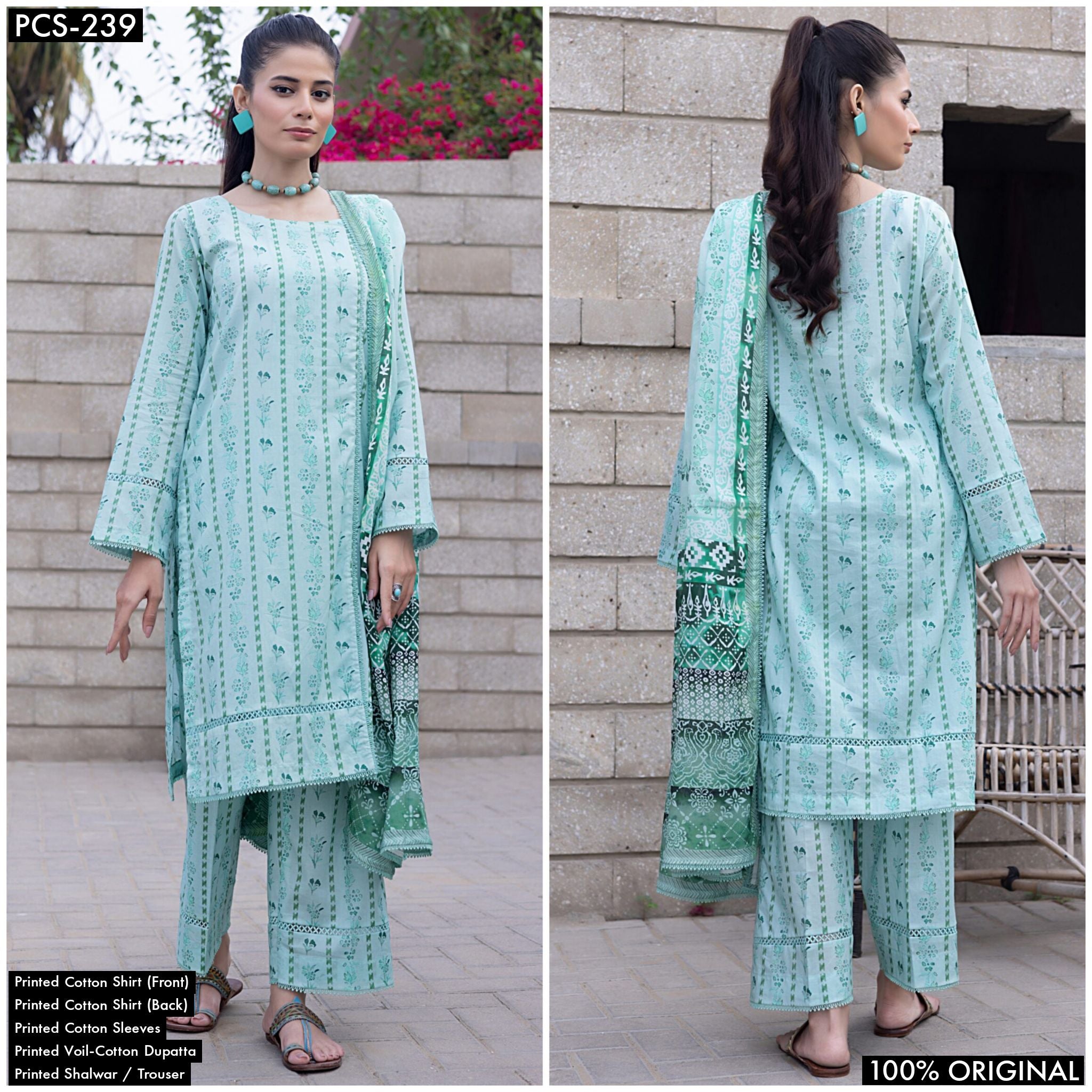 3 Piece Original Printed Cotton Suit (PCS-239)