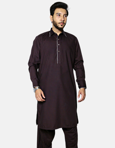 Dark Maroon Stitched Kameez Shalwar (AMW-WSK-002) Annafeu Apparels