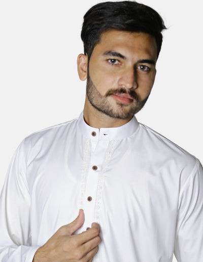 Off-White Stitched Kameez Shalwar (AMW-WSK-001) Annafeu Apparels