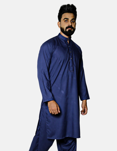 Navy Blue Stitched Kameez Shalwar (AMW-WSK-003) Annafeu Apparels