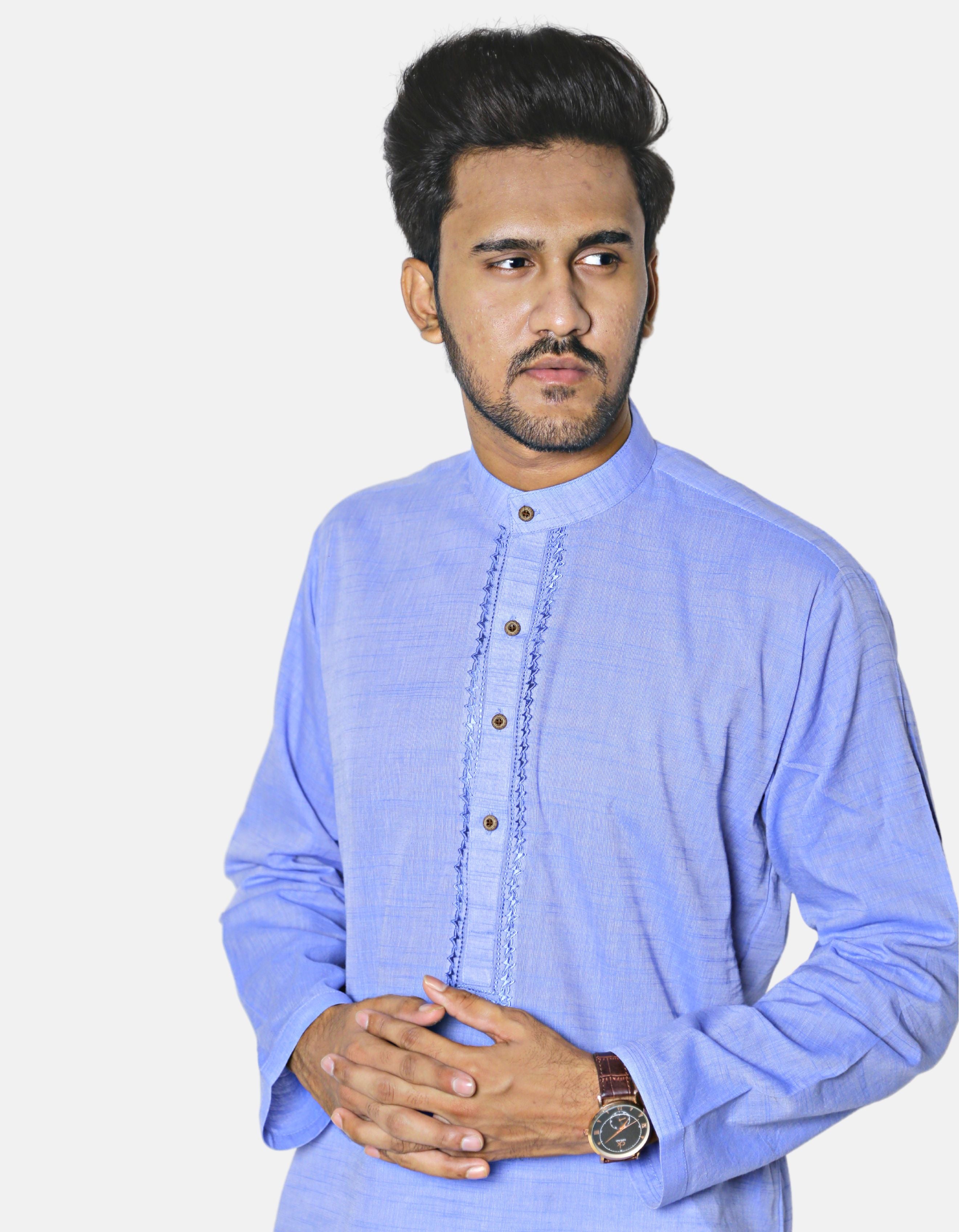 Chambray Embroidered Stitched Kurta (AMW-CK-006)